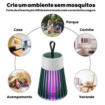 Lâmpada Mata-Mosquitos Elétrica com Luz UV – USB Recarregável, Silenciosa e Segura
